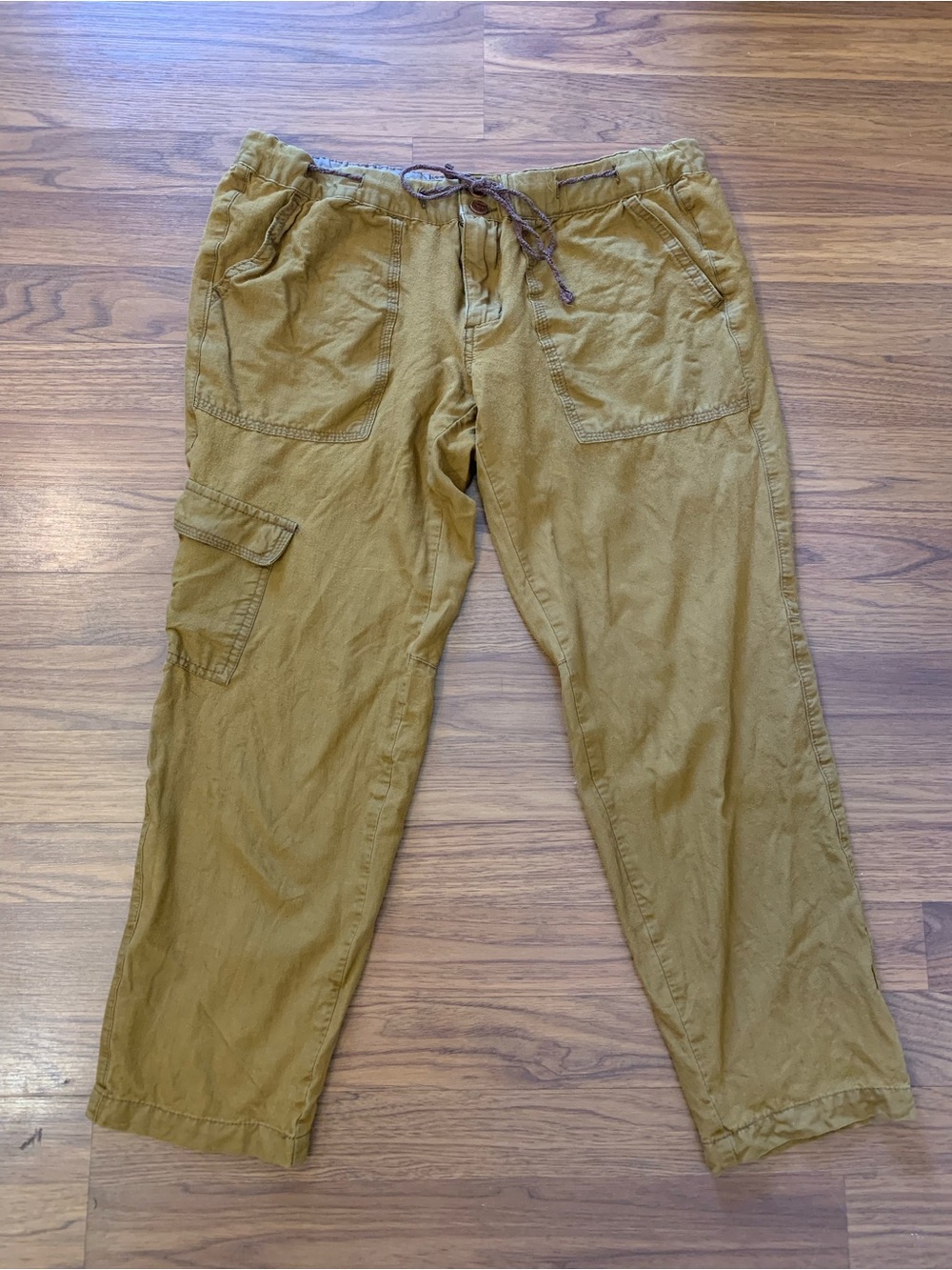 Anthropologie Heihei Light Brown Cargo Pants Rayon Tencel Cotton Blend 6